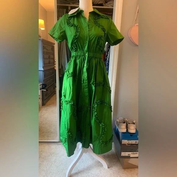 New! Kate Spade x Target Ribbon Short Sleeve Midi Shirtdress Green Shirt Dress - Picture 2 of 7